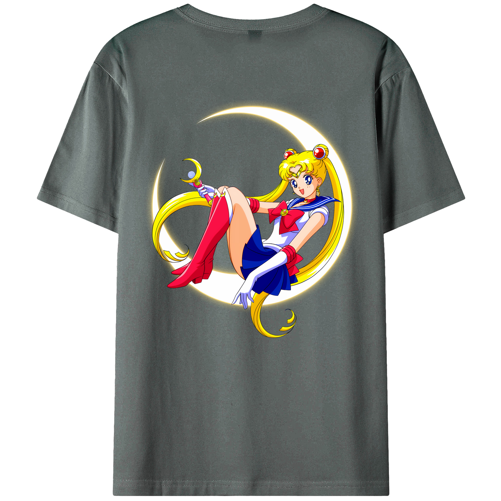 （画像用） 美少女戦士セーラームーン 月野 うさぎ つきの うさぎ Sailor Moon Tsukino Usagi 綿100％ メンズ半袖Tシャツ（バックプリント） 通気性
